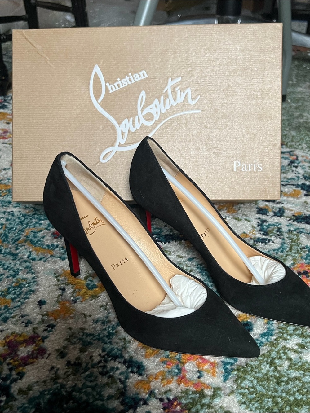 Christian Louboutin Black Kate Suede Pointed-Toe Pumps- Never Worn